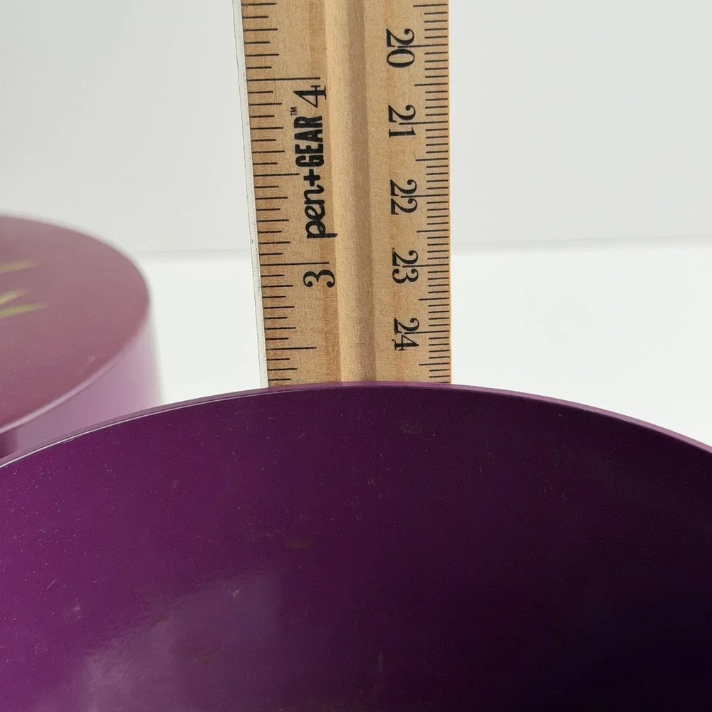 Vintage Toyo Iris Lacquer Ware Trinket Box Set Purple Floral Japan